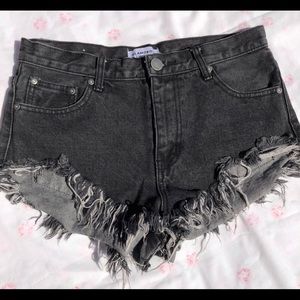 black denim shorts, size medium